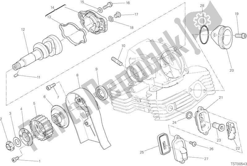 Alle onderdelen voor de Verticale Cilinderkop - Timing van de Ducati Scrambler Icon Thailand USA 803 2015